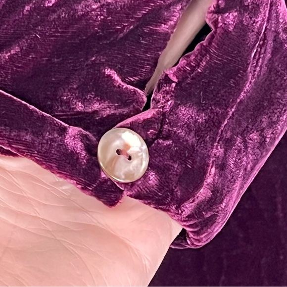 Velvet Button-Up Shirt in Rich Burgundy - Picture 3 of 7